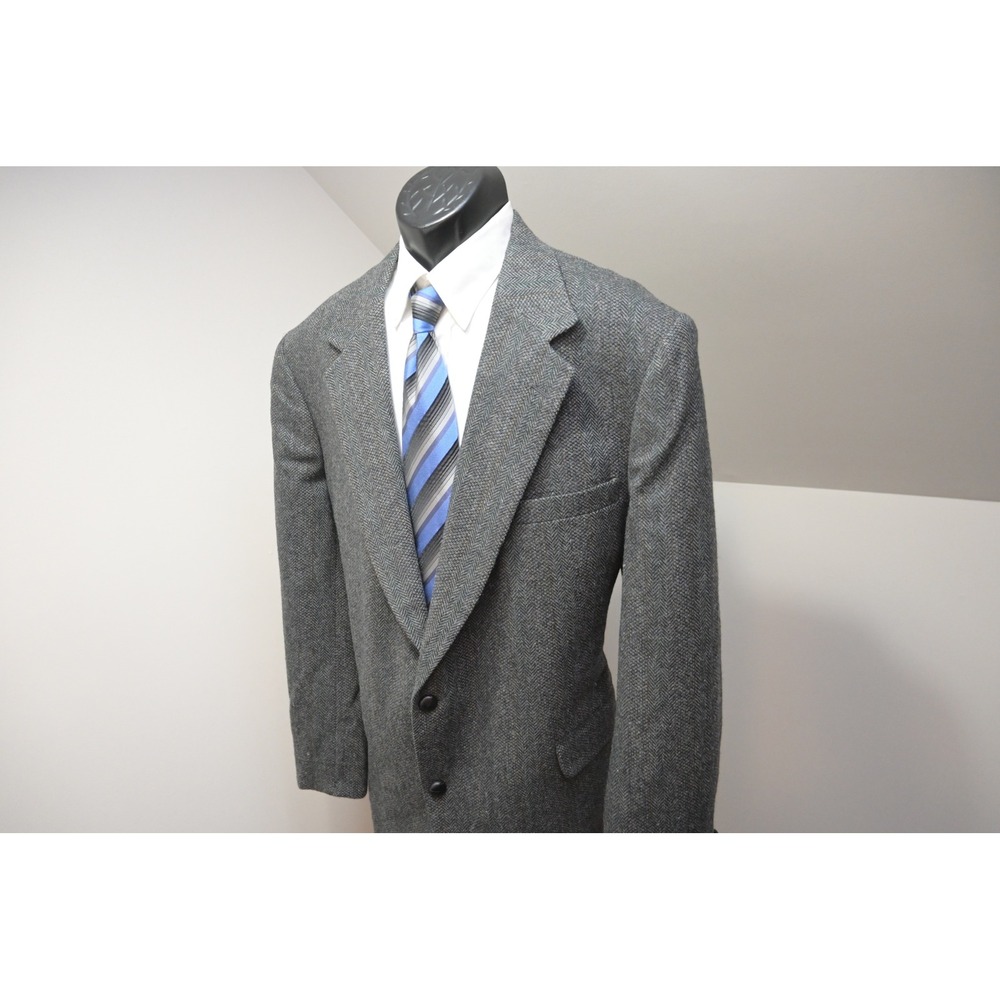 American Trend Tweed Blazer Mens 50L Gray Herringbone 2 BTN‎ Sport Coat EUC